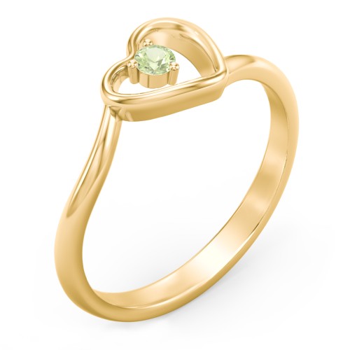 Heart Bypass Ring – 18K Gold Plated Silver with Peridot