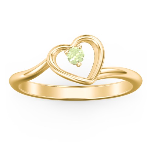 Heart Bypass Ring – 18K Gold Plated Silver with Peridot