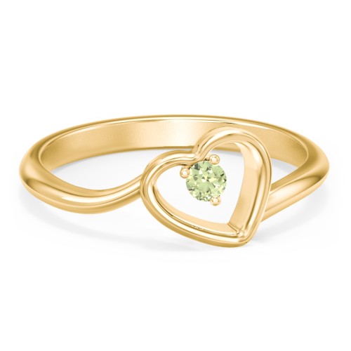 Heart Bypass Ring – 18K Gold Plated Silver with Peridot
