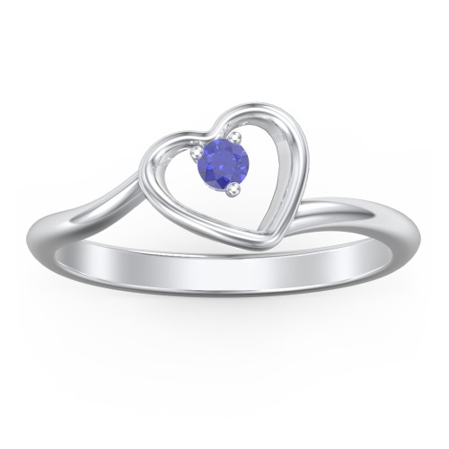Heart Bypass Ring – Sterling Silver with Blue Sapphire