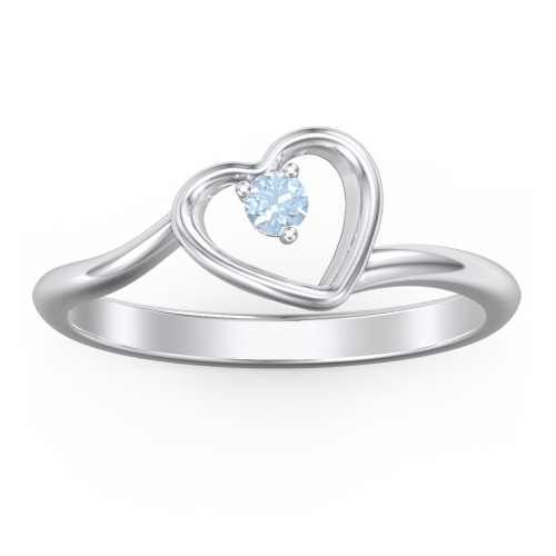 Heart Bypass Ring – Sterling Silver with Blue Topaz