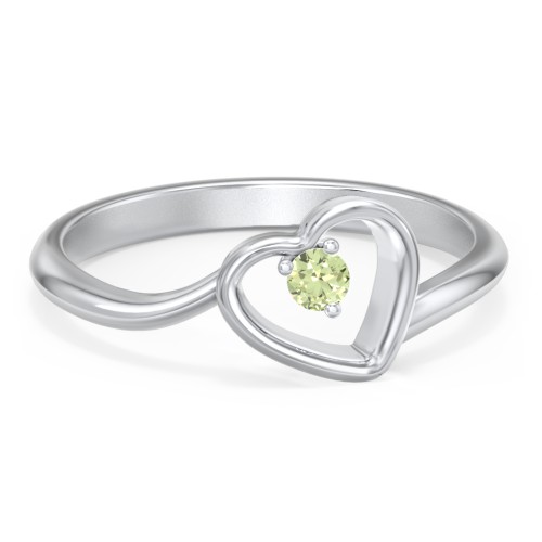 Heart Bypass Ring – Sterling Silver with Peridot
