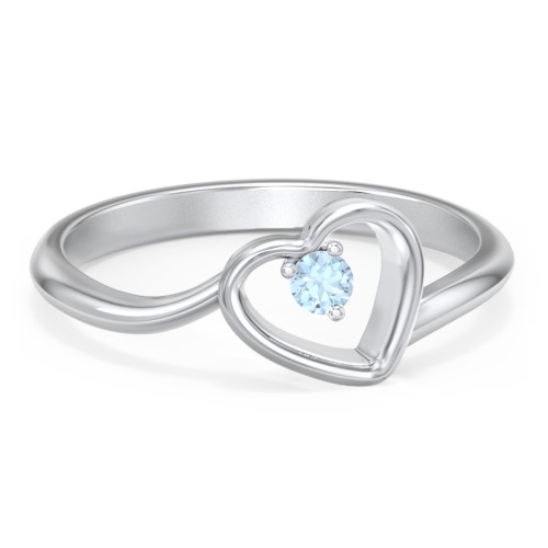 Heart Bypass Ring – Sterling Silver with Blue Topaz