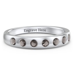 Flush Set Gemstone Belt Ring in 925 Sterling Silver with Smokey Quartz