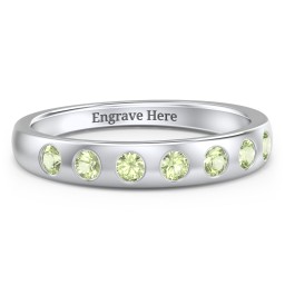 Flush Set Gemstone Belt Ring in 925 Sterling Silver with Peridot