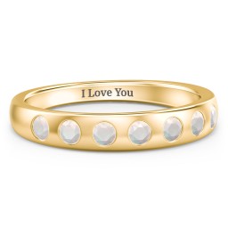 Flush Set Gemstone Belt Ring in 10K Solid Yellow Gold with Opal