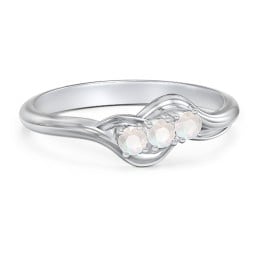 Three Stone Wave Ring