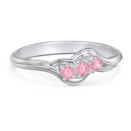 Three Stone Wave Ring