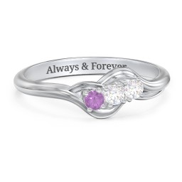 Three Stone Wave Ring