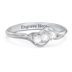 Three Stone Wave Ring