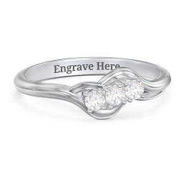 Three Stone Wave Ring