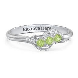 Three Stone Wave Ring