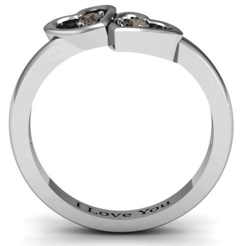 Twin Hearts Ring – Sterling Silver with Smokey Quartz