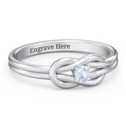 Birthstone Love Knot Ring in 925 Sterling Silver with Aquamarine