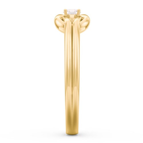 Birthstone Love Knot Ring – 10K Yellow Gold with Cubic Zirconia
