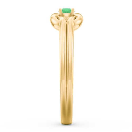 Birthstone Love Knot Ring – 18K Gold Plated Silver with Emerald