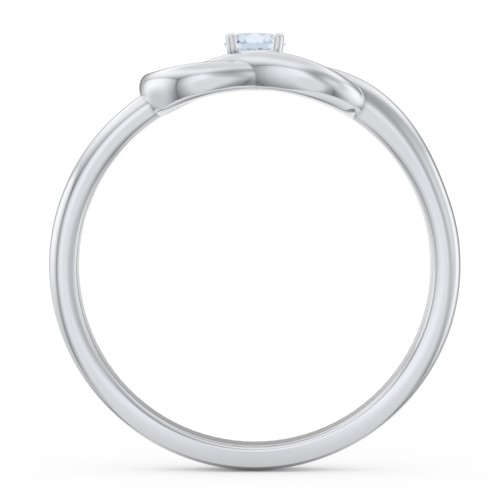 Birthstone Love Knot Ring – Sterling Silver with Aquamarine
