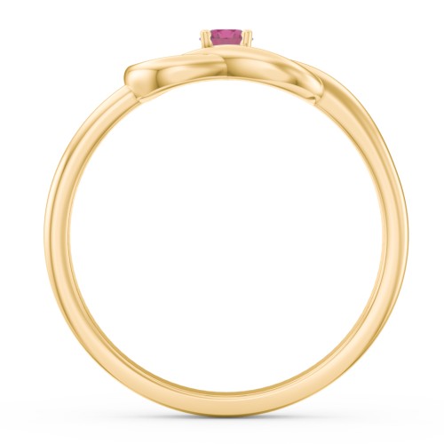 Birthstone Love Knot Ring – 18K Gold Plated Silver with Ruby