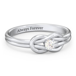 Birthstone Love Knot Ring in 925 Sterling Silver with Diamond