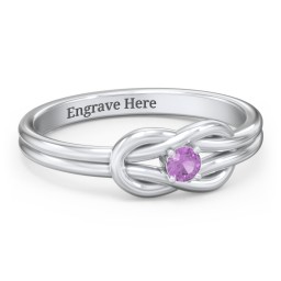 Birthstone Love Knot Ring in 925 Sterling Silver with Amethyst