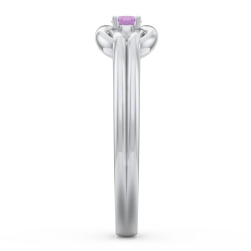 Birthstone Love Knot Ring – Sterling Silver with Amethyst