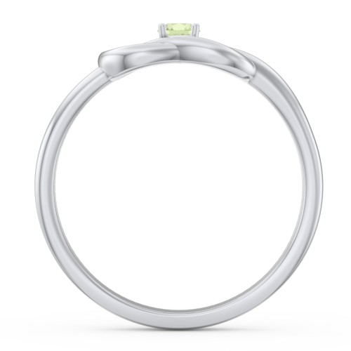 Birthstone Love Knot Ring – Sterling Silver with Peridot