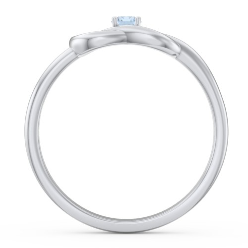 Birthstone Love Knot Ring – Sterling Silver with Blue Topaz