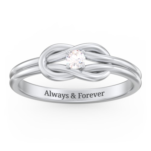 Birthstone Love Knot Ring – Sterling Silver with Cubic Zirconia