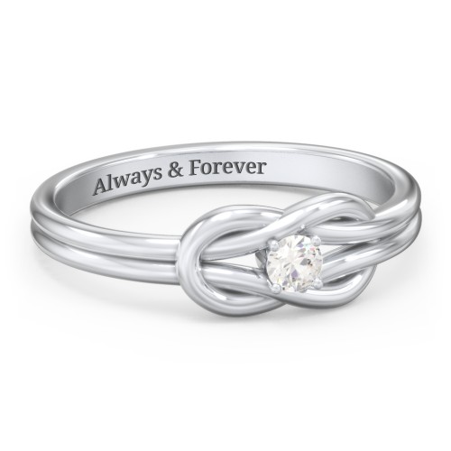 Birthstone Love Knot Ring – Sterling Silver with Cubic Zirconia