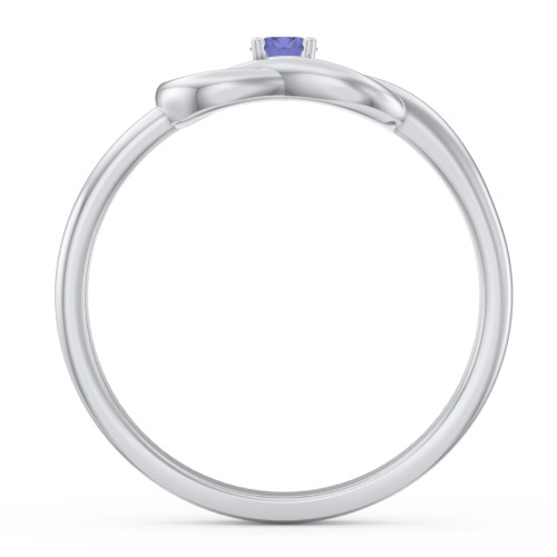 Birthstone Love Knot Ring – 10K White Gold with Blue Sapphire