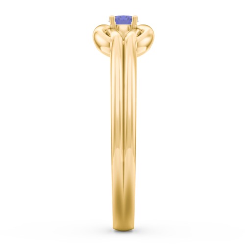 Birthstone Love Knot Ring – 10K Yellow Gold with Blue Sapphire