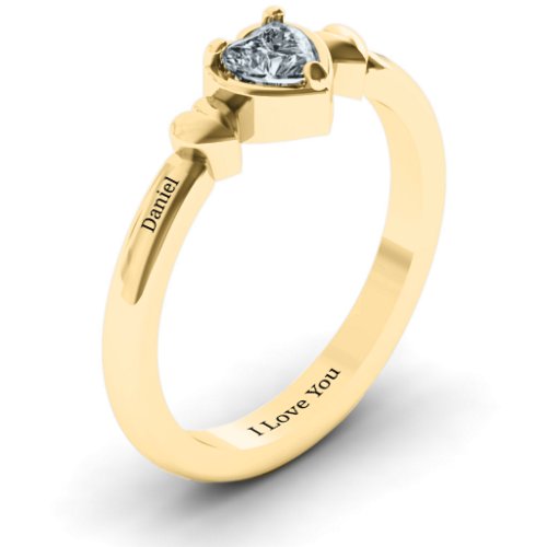 Triple Heart Ring – 10K Yellow Gold with Cubic Zirconia