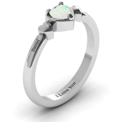 Triple Heart Ring – Sterling Silver with Opal