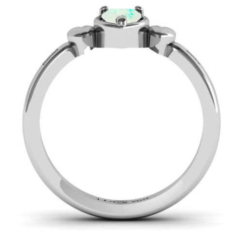Triple Heart Ring – Sterling Silver with Opal