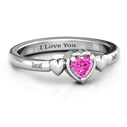 Triple Heart Ring – Sterling Silver with Pink Tourmaline
