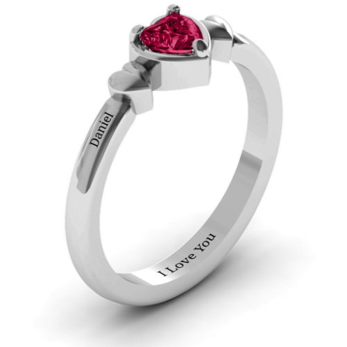 Triple Heart Ring – Sterling Silver with Ruby
