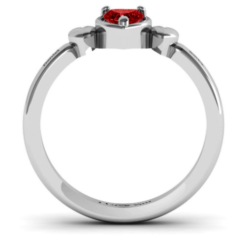 Triple Heart Ring – Sterling Silver with Garnet