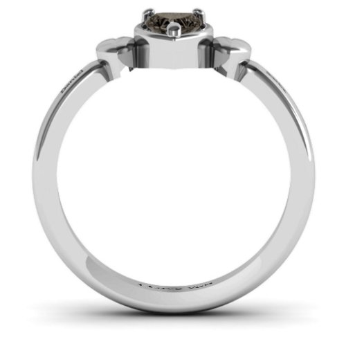 Triple Heart Ring – Sterling Silver with Smokey Quartz