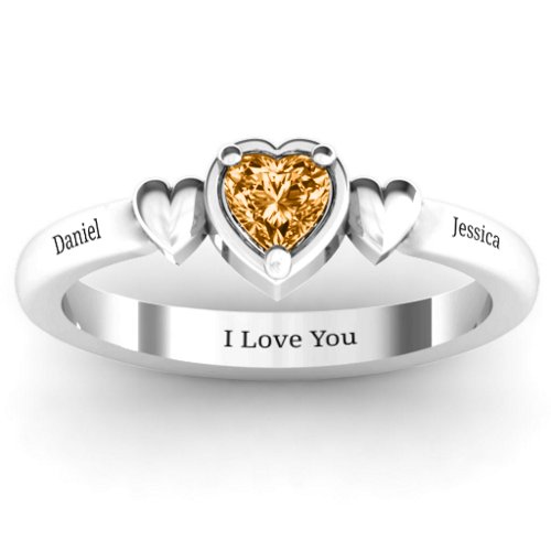 Triple Heart Ring – Sterling Silver with Citrine