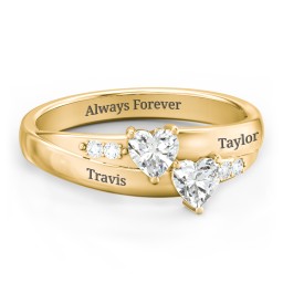 Double Heart Gemstone Ring with Accents