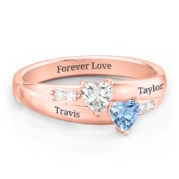 Double Heart Gemstone Ring with Accents