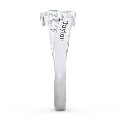 Double Heart Gemstone Ring with Accents