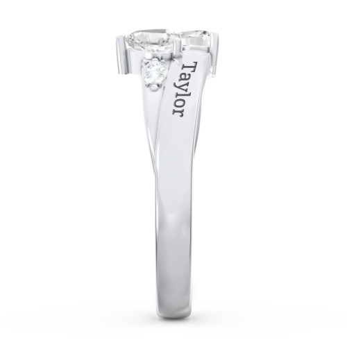 Double Heart Gemstone Ring with Accents