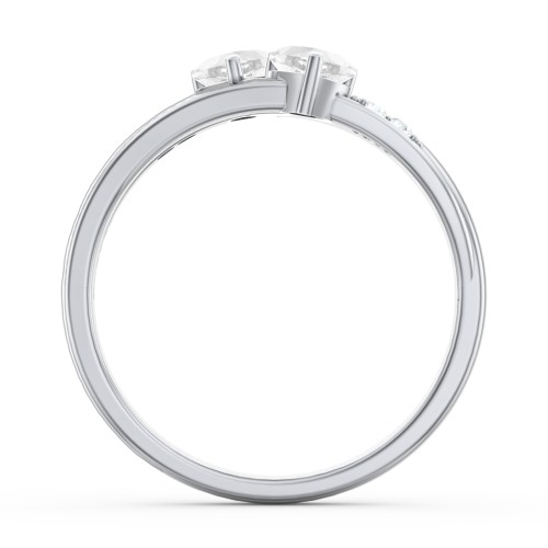 Double Heart Gemstone Ring with Accents