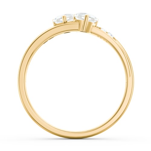 Double Heart Gemstone Ring with Accents – 18K Gold Plated Silver with Cubic Zirconia