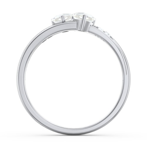 Double Heart Gemstone Ring with Accents – Sterling Silver with Cubic Zirconia
