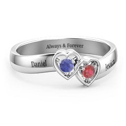 Double Interlocked Hearts Ring