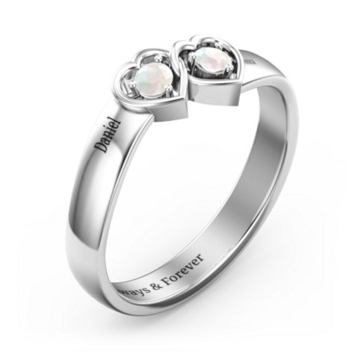Double Interlocked Hearts Ring