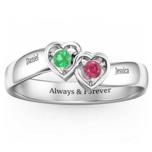 Double Interlocked Hearts Ring