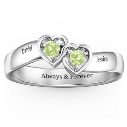 Double Interlocked Hearts Ring